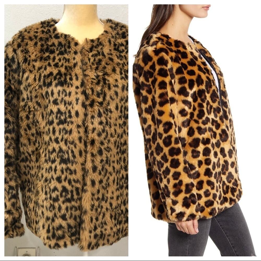 Band of Gypsies Animal Print Walk on the Wild Side Faux Fur Jacket Size S NWT